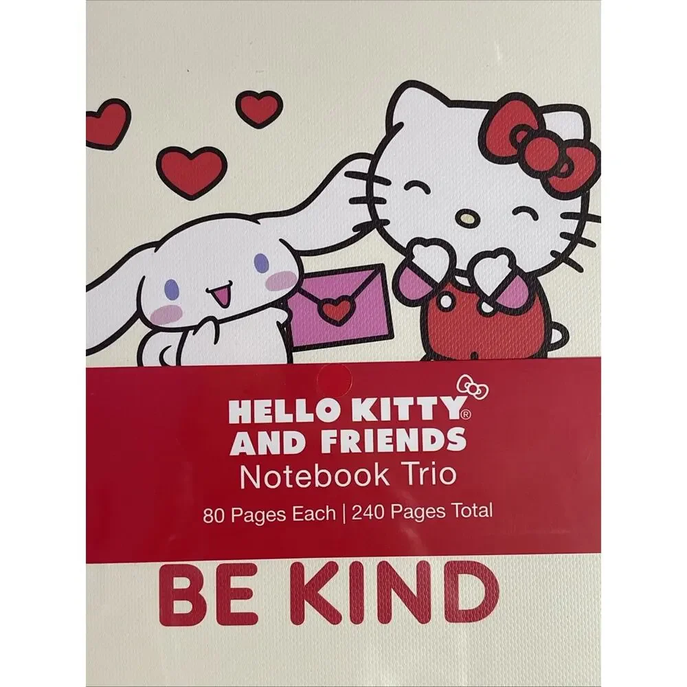 Hello Kitty & Friends Valentine Notebook Love Notes 3 Trio 80 Pages 2024 Sanrio